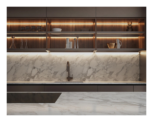 Sistema <span class=keywords><strong>Cucina</strong></span> Personalizzato con <span class=keywords><strong>Dispensa</strong></span> Nascosta, Elettrodomestici Integrati, Isola in Marmo e Vetrina con Illuminazione LED - Product Image 4