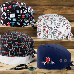 Tappi da lavoro accessori per uniformi mediche da donna regolabili con fasciatura elastica con chiusura a fascia in tessuto lavorato cappelli per uso ospedaliero - Product Image 3