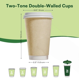 Gobelet à café jetable en carton ondulé double paroi biodégradable personnalisé pour compagnies aériennes, avec couvercle - Product Image 3