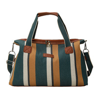 Sac de voyage court rayé en toile japonaise pour femme, grande capacité, sac à bandoulière simple, vente en gros, nouveauté