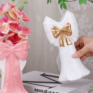 Redeco elegante <span class=keywords><strong>vaso</strong></span> <span class=keywords><strong>in</strong></span> ceramica <span class=keywords><strong>bianca</strong></span> con fiocco <span class=keywords><strong>rosa</strong></span> dorato Design decorazione per la casa <span class=keywords><strong>vaso</strong></span> <span class=keywords><strong>in</strong></span> ceramica per soggiorno camera da letto centrotavola - Product Image 6