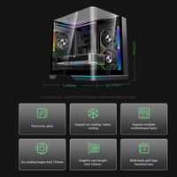 Boîtier PC Tengda Mid Tower en alliage d'aluminium avec panneau latéral panoramique en acrylique, base LED, prend en charge les cartes mères ITX/MATX