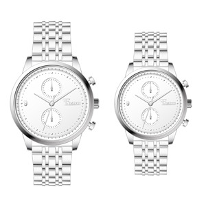 Reloj para amantes de corazones sincronizados con pulsera de metal Movimiento de cuarzo, artesanía Premium, diseño elegante - Product Image 5