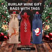 Tas Hadiah Botol Grosir Kustom dengan Tali Serut dan Label Hadiah