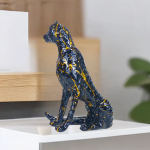 งานประติมากรรมเรซิ่นรูปปั้นเสือดาวสีดำทอง สำหรับตกแต่งบ้าน - Product Image 6