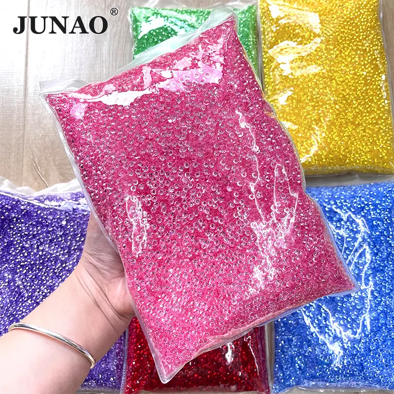 JUNAO – pierres rondes en cristal pour ongles, 2mm, 3mm, 4mm, 5mm, 6mm, gemmes en résine, strass à dos plat Transparent pour bricolage