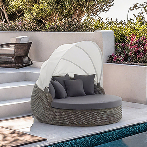 Patio Đồ Nội Thất Sân Vườn Sợi Dây Thừng Vòng Giường Mặt Trời Trứng Tán Daybeds Carbana Đặt Nhôm Mây Bên Ngoài Hồ Bơi Ngoài Trời Ban Ngày - Product Image 1