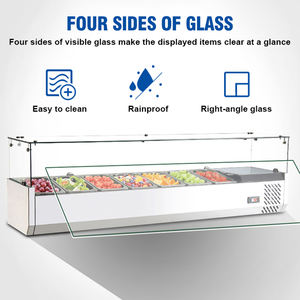 ללא נירוסטה לתצוגת פירות סלט בר אוכל צ 'ילר סלט זכוכית - Product Image 4