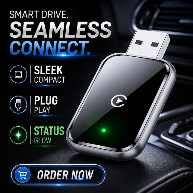 2-in-1 Wireless CarPlay and Android Auto Adapter, Mini USB Dongle with Wired to Wireless Function, Plug & Play for Cars