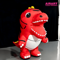Costume de dinosaure gonflable géant rouge de 2 m avec ventilateur pour la promotion publicitaire et les événements