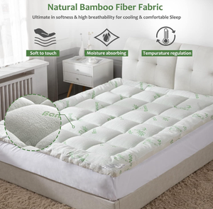 Sang trọng siêu mềm Nệm Topper sâu Túi nệm pad cho đau lưng làm mát tre Bìa chần nệm bảo vệ - Product Image 5