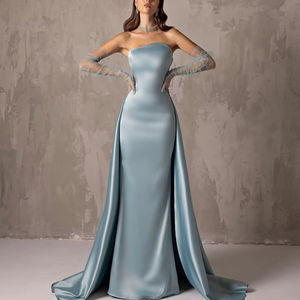 Jancember SF052 Glansrijke Zachte Satijnen Zeemeerminjurk voor Feestjes en Proms met Overskirt - Product Image 5