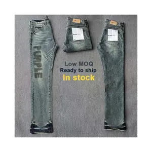 Nieuwe Mode Distressed Blue Design Rock Revival 2024 Fashion Street Slim Fit Bedrukte Jeans Heren