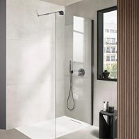 Barre de support pour porte de douche en verre, réglable de 300 à 1200 mm, en acier inoxydable, stabilisateur de douche mural-noyau de verre, noir