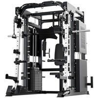 Machine Smith multifonctionnelle avec rack de musculation, crossover de câbles, lat pulldown et rack à squats pour entraînement complet du corps en acier