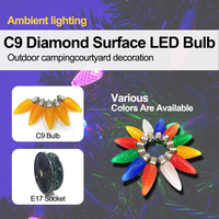 Lumières de Noël LED C9 Saison 2026, ampoules facettes effet bougie, température de couleur 2700K/3500K, matériau plastique, culot E17, pour extérieur