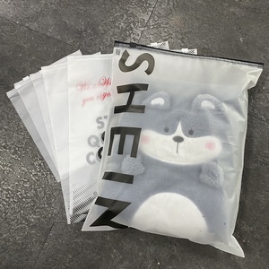 Custom Logo Printing Slide Matte/ Frosted Biodegradable Zipper Plastic Bag Clear Clothing Tshirt Poly Zip Bag With Own Logo