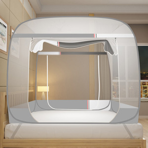 Grande <span class=keywords><strong>moustiquaire</strong></span> carrée en polyester/<span class=keywords><strong>coton</strong></span> de style yourte pliée toutes saisons <span class=keywords><strong>Double</strong></span> usage domestique Aucune installation requise <span class=keywords><strong>Lit</strong></span> de dortoir - Product Image 3