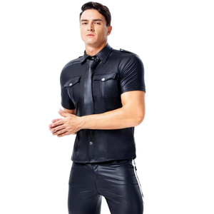 Vêtements gay en cuir PVC effet mouillé, hauts à manches courtes, sous-vêtements de bondage masculins, costumes sexy pour scène, fête et club - Product Image 3