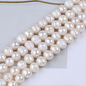 Perles d'eau douce Zhuji 9-10 mm, perles blanches, perles à poinçonner pour collier et bracelet DIY, vente en gros de perles d'eau douce en vrac - Product Image 4
