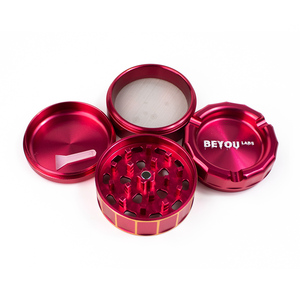เครื่องบดสมุนไพรแห้ง BEYOU LABS ทำจากอลูมิเนียมอัลลอยด์ 4 ชั้น แบบกลม บดด้วยมือ สำหรับอุปกรณ์สูบบุหรี่ - Product Image 2