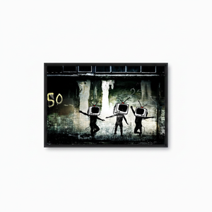 Printed Canvas Wall Art - Banksy Dancing TV Design,<b>BLACK</b> <b>FRAMED</b> CANVAS - Product Image 2