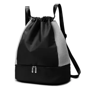 Mochilas con cordón personalizadas Bolsas de gimnasio deportivo Almacenamiento deportivo Goodie Cinch Bag con compartimentos Impermeable para hombres y mujeres