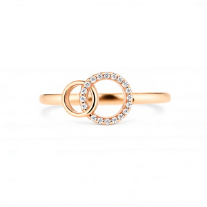 Anillo <span class=keywords><strong>Doble</strong></span> Entrelazado de Cobre con Baño de Plata y Oro Rosa, Estilo Moderno y Lujoso, con Diamantes, para Mujer, Regalo - Product Image 6