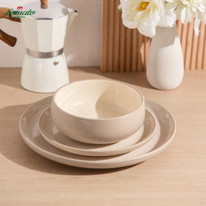 Stock ! Ensemble de vaisselle en porcelaine durable et écologique de style européen, 4 pièces, conçu sur mesure, assiettes en céramique émaillée pour restaurants - Product Image 3