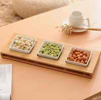 Plateau en bambou moderne de haute qualité, grande taille, plateau de rangement portable sur mesure pour la cuisine, la table, le bureau