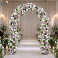 Backdrop Bunga Artifisial Lavender Pink Hijau Putih Bentuk U untuk Dekorasi Pesta Pernikahan Grosir
