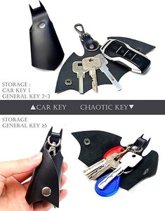 <b>Custom</b> Logo Bat Keychain Leather <b>Key</b> Fob Case for Car <b>Keys</b> PU Leather <b>Key</b> Ring Cover Holder OEM ODM Factory Wholesale <b>Custom</b> - Product Image 3
