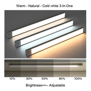 Éclairage intérieur ultra-fin, 3 couleurs, à intensité variable, rechargeable par USB 5V, lumière LED à détecteur de mouvement pour armoire de cuisine, placard, garde-robe - Product Image 3
