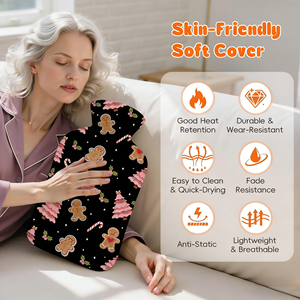 <span class=keywords><strong>Bouillotte</strong></span> en caoutchouc personnalisée très vendue avec housse en polaire de Noël pour soulager les douleurs aux épaules et à la taille - Product Image 4