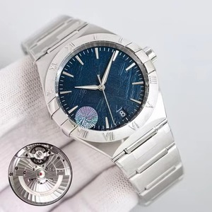 Montre mécanique pour homme haut de gamme, bracelet en acier intégré, boîtier en acier, cadran bleu denim, luminescent, étanche, verre saphir - Product Image 1