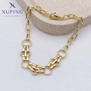 XUPING Jewelry Wholesale Bulk Minimalist Rapper Hip Hop 14k Gold Color Plated Fashion <strong>Copper</strong> Cuban Chain Link Men <strong>Bracelet</strong> - Product Image 3