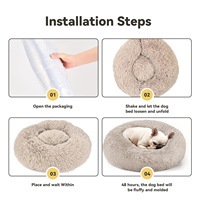 Lit pour animaux de compagnie en forme de donut, apaisant et mignon, pour chiots et chatons, utilisation estivale, fond antidérapant protecteur, lavable, en coton moelleux, pour petits/moyens animaux