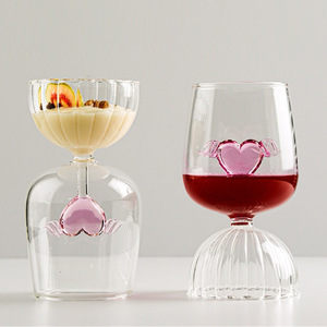 Tlife ménage cristal verres <span class=keywords><strong>cupidon</strong></span> coeur rayure haute Base rouge verre à vin cadeaux - Product Image 1
