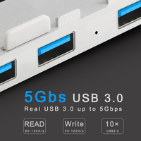 Rocketek Aluminio USB 3,1 Hub con lector de tarjetas de memoria 5 en 1 USB 3,0 Estación de acoplamiento Combo USB C Adaptador para iMac Mouse Keyboard