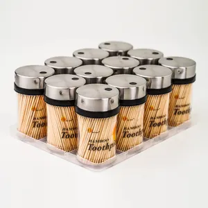 Kitchenware Good Quality Bamboo Custom in Plastic Tube Disposable Natural Bamboo Color TOOTHPICKS
