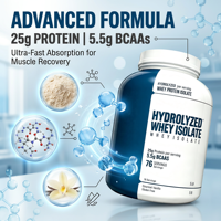 Compléments de musculation : Isolat de protéines de lactosérum hydrolysé ISO 100, dose de 25g, végétalien, pour la croissance musculaire et la prise de masse chez l'adulte, 2,3kg, OEM ODM