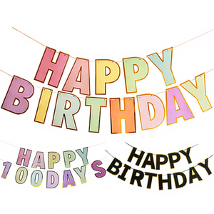 פסטל מקרוני חדש יום הולדת שמח באנר ילדים ציוד למסיבת יום הולדת וקישוטים - Product Image 2