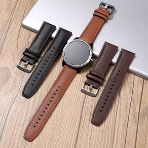 Upro Factory Wholesale 22mm 20mm Quick Release Genuine <b>Leather</b> <b>Watch</b> Strap for Huawei Samsung Universal Plain Smart <b>Watch</b> Band - Product Image 1