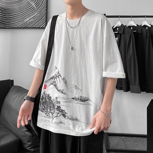 T-shirt da uomo in seta ghiacciata a maniche corte, con stampa di lettere, casual estivo, vestibilità ampia per stile street e da spiaggia - Product Image 4