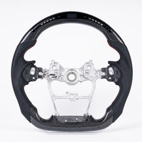 Setir Sport Carbon Fiber LED Flat Bottom untuk Toyota Land Cruiser SUV Modifikasi Upgrade 375mm