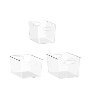 กล่องเก็บของพลาสติกใสทรงสี่เหลี่ยมผืนผ้า 2.8L 4.6L 7L ไม่มีฝาปิด สำหรับจัดระเบียบของใช้บนโต๊ะทำงาน ใช้ในบ้านและสำนักงาน - Product Image 3