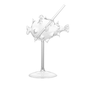 แก้วไวน์ทรงปลาปักเป้าสูง ดีไซน์สร้างสรรค์ พร้อมแก้วทรงปลาหนาม แก้วค็อกเทลทรงโมเลกุลรมควัน - Product Image 6