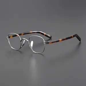Estoque de óculos de titânio atacado logotipo personalizado OEM design original óculos de acetato de alta qualidade armações de óculos masculinos