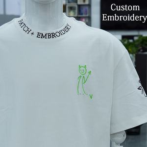 T-shirts pour hommes en chenille de haute qualité 305 g/m², 100 % coton, broderie personnalisée, t-shirt unisexe surdimensionné, t-shirt pour hommes - Product Image 2