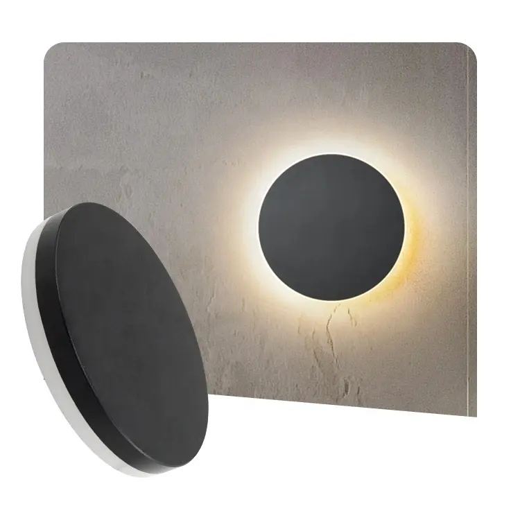 Applique da parete esterna dal Design moderno lampada da parete a Led circolare in alluminio semplice per interni con superficie a parete rotonda